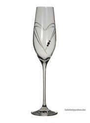 2 db Swarovski kristályos fehér pezsgős pohár díszdobozban szív a szívben dekor