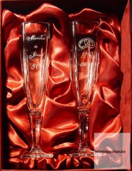 Esküvői készlet négyszögletes kristály pezsgős pohár